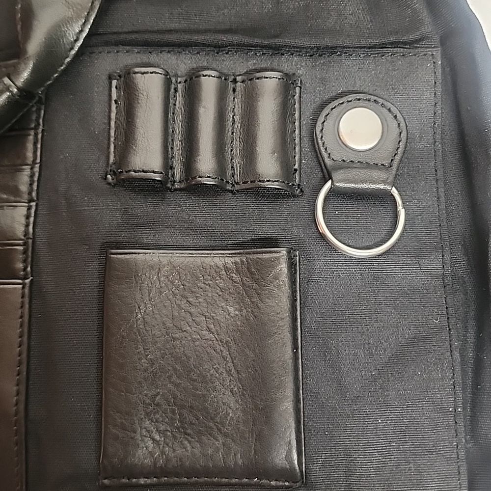 HOBO INTERNATIONAL Black Leather Unisex Bag. Organizer Carryall Minimalist Sz L - Picture 6 of 13